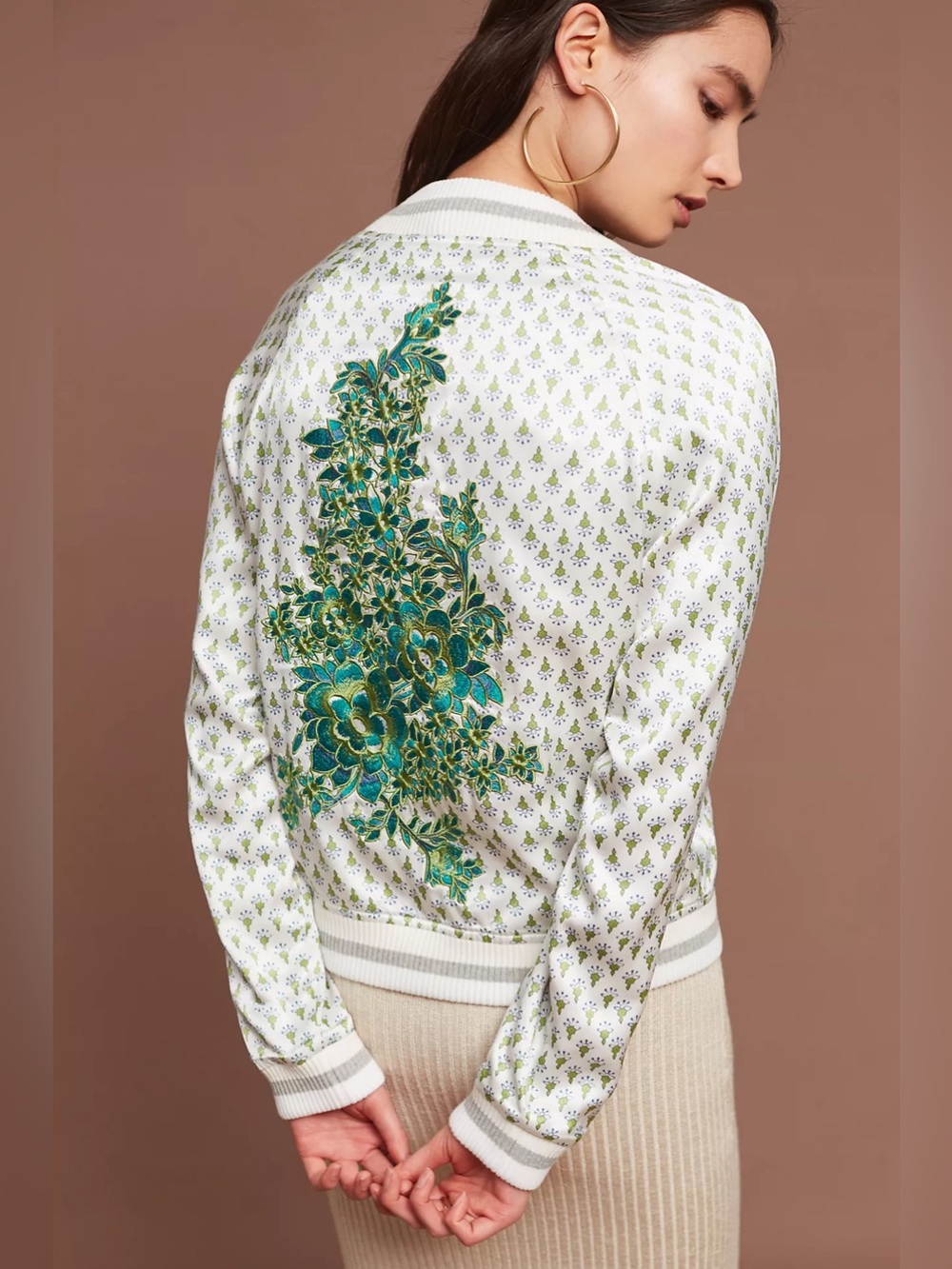 Tiny Editions for Anthropologie Floral Bomber Jacket – Size M Embroidered